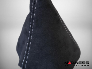 FIAT 500 Gear Shift Boot - Black Italy - Alcantara - Black w/ White Stitching